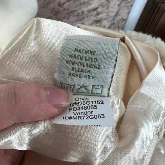 Orvis Cream Sherpa Fleece Teddy Bear Collared 3-Button Jacket Size M - Picture 9 of 9